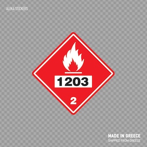 Stickersticker Gevarenclassificatie Klasse 3: Benzine Ontvlambare vloeistof 1203 veiligheidsbord gevaar Topkwaliteit print X883W