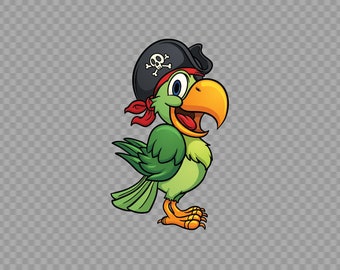Aufkleber Aufkleber Pirate Parrot grün Lächeln tropischer Vogel Haustier Shop Dekoration W9987