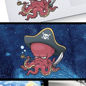 Decal Sticker Pirate Octopus With Pipe Boat Decoration Fishing Store ...