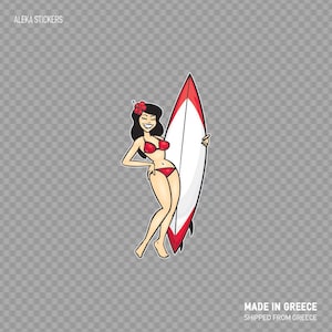 Decal Sticker Hawaii ragazza Surf spiaggia surfista surf estate vacanza vacanze viaggio onde impermeabile ZK335 resistente alle intemperie