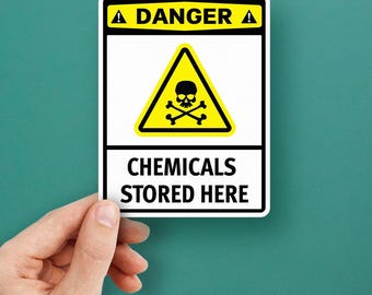 Aufkleber Aufkleber Gefahr Chemikalien hier aufbewahrt Hinweisschild Sicherheitsschild X4235