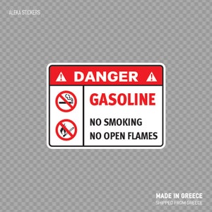 Sticker Sticker gevaar benzine. Nr-rokend. Geen Open vuur veiligheid teken X9RSX