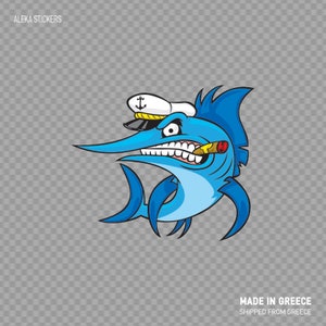 Sticker Sticker Captain Marlin Bootdecoratie vissen vliegvissen vissen visser Marine oceaan open zee matroos RS9ZK