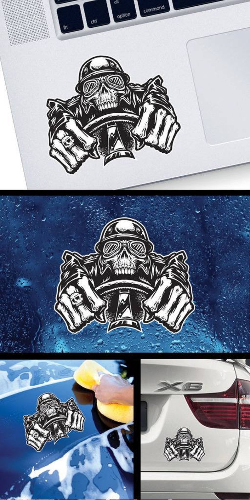 Decal Sticker Easy Rider Skull Car Decoration Engineer Mechanic Machine ...