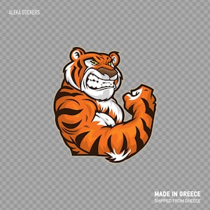 Sticker Sticker Power Tiger Bodybuilding open mond boze agressie agressieve maskot ZZ95W