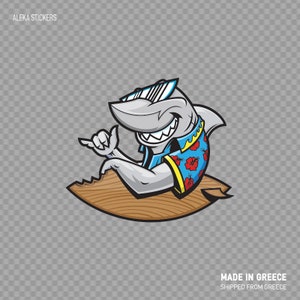 Sticker Sticker Shark Hawaii Surfer caribbian hawaii Tropical aloha Restaurant decoratie pet shop vakantie ZZ464