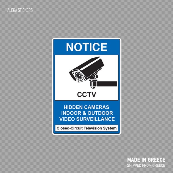 Decal Sticker Hidden Cameras, Indoor/Outdoor Video Surveillance warning sign Waterproof and weatherproof for outdoor-indoor use  X4X39