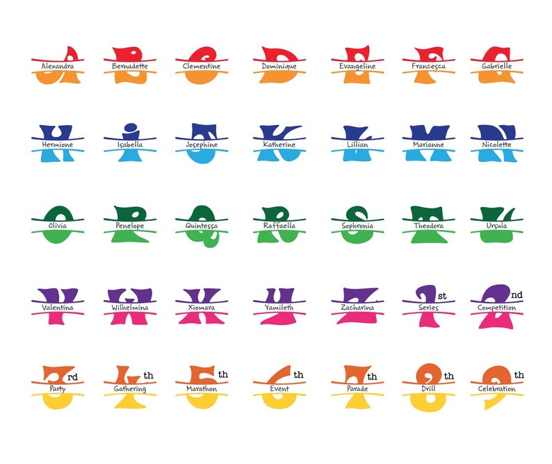 Split Monogram Alphabet SVG Font, Monogram Font SVG, Split Monogram ...