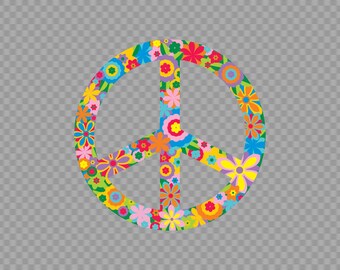 Decal Sticker Peace Symbol 70s complex design full color XRSKR