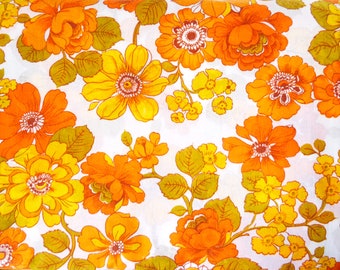 Colorful 70s Country Flower Fabric By the Yard German Vintage Patchwork Scraps Colorful Diamond Shape Rainbow Geometric Hippie Design