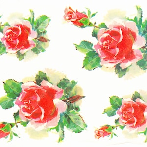 Vintage 20 dia's rozenboeketten roze jaren 70 wateroplosbaar, bloemen nostalgie cottage landhuis, Pasen, scrapbooking kaarten decoupage