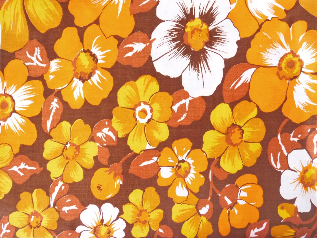 Vintage Fabric 70s Flower Power Hippie Flowers Floral Fabric Etsy