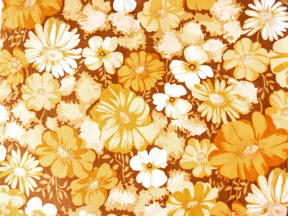 Hans Textil Gelber Stoff Mit Blumen Vintage Stoff 70er Flower