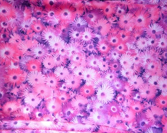 Tessuto elasticizzato floreale vintage, tessuto elasticizzato, rosa, magenta, margherite, prato fiorito, flower power, tessuto rock, materiale per cuscini, fai da te
