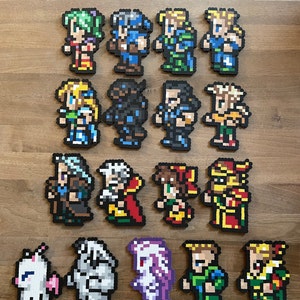 Final Fantasy VI: Perler Bead Sprites - Terra, Locke, Edgar, Sabin, Celes, Shadow, Cyan, Gau, Mog, Setzer, Relm, Kefka, etc.