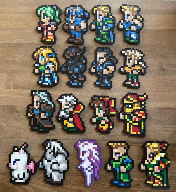 Final Fantasy VI: Perler Bead Sprites - Terra, Locke, Edgar, Sabin