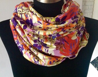 Loop,loopschal,Rundschal yellow flower Honey D'Loop, Loop in gelb mit Blumenprint Loop Patchwork