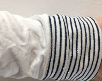 Wende Armstulpen Marina stripes/white/lurex* Marine Blau gestreift