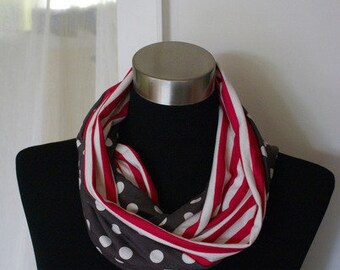 Loop, tube scarf, stripes & white dot Lucy D Loop*, round scarf, infinity