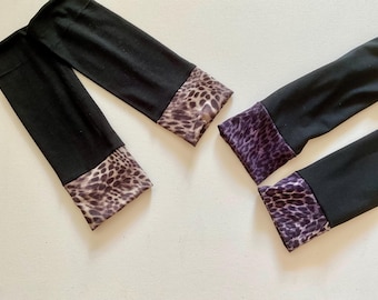 Leopard print arm warmers / Black, reversible arm warmers with animal print made of jersey, animal print brown or black