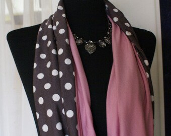 Loop scarf, infinity scarf, white dot snood scarf