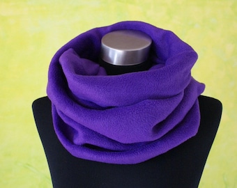 Warm round scarf fleece Honey D Loop, tube scarf in purple or orange or white, warm scarf, washable