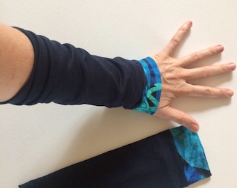 Reversible leg warmers, arm warmers, Blue Moon/turquoise, leg warmers, blue, reversible leg warmer
