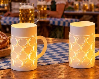 Ölglaslampor för Oktoberfest-dekorationer | Papperslyktor för montering | Present till ölälskare, bayersk souvenir
