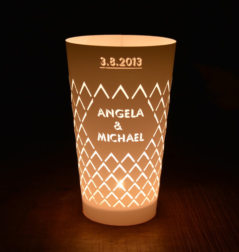 Cider lanterns, personalized wedding decoration, Frankfurt, gift for wedding guests, ribbed light white, excl. Glass image 3