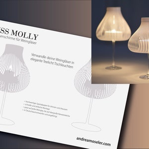 MISS MOLLY Lampenschirme für Weingläser weiß, Hochzeit Tischdeko, originelles Geschenk für Weintrinker Bild 3