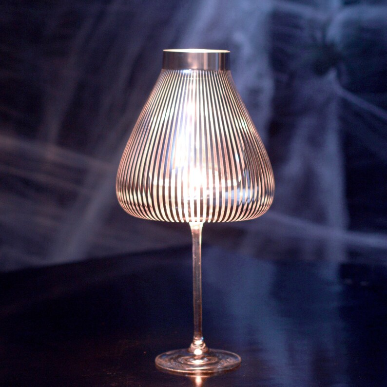 Halloween Lamp shades for wineglasses, Tea light Table lamp, Wine glass Lantern, MISS MOLLY Set of 4 image 4