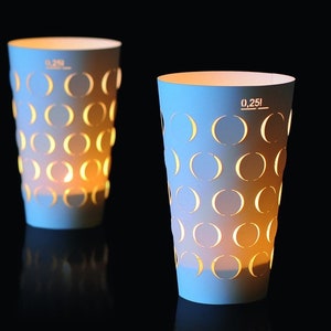 Dubbelichter 0,25L, 2 x 2er Set weiß, Papierschirm für Pfälzer Dubbeglas Schorleglas, Weihnachten Deko Geschenk, excl. Glas
