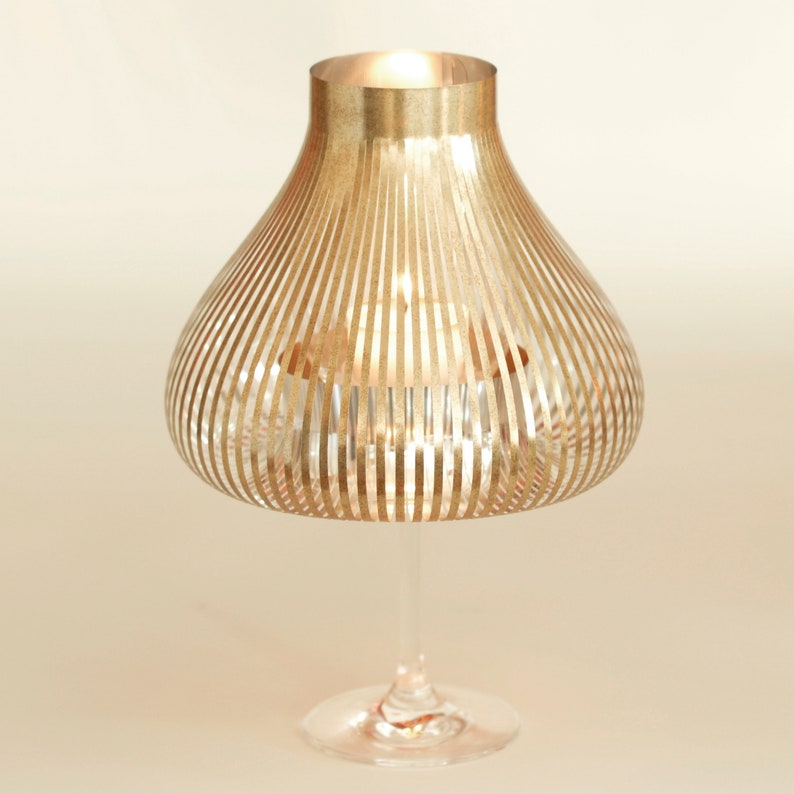 MISS MOLLY Antik Gold Lampenschirme für Weingläser, Hochzeit Tischdeko, originelles Geschenk für Weintrinker, Jubiläum Deko Bild 9