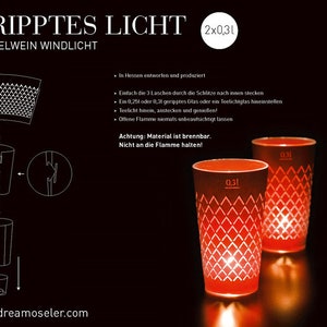 Geripptes Licht Rot 2 x 2er Set Bild 2