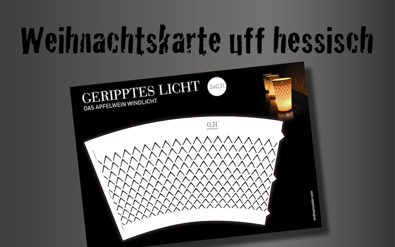 Gerippte Lichter 3er/10er Set, Frankfurter Apfelwein Ebbelwoi Papierschirm, Weihnachten originelles hessisches Geschenk, excl. Glas Bild 2