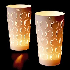 Luci doppiate 0,5 L set da 2 ombrelli di carta bianchi per il bicchiere spritz Palatinate Dubbeglas, regalo di decorazione natalizia, escl. Bicchiere