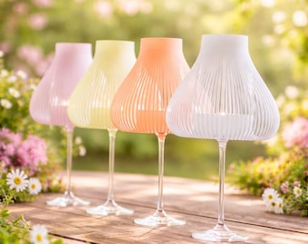 Miss Molly Set of 4 pastel mix, Lamp shades for wine glasses, tea light table lamp, candle holder, easter party garden decoration