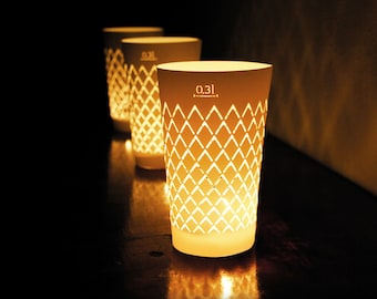 Gerippte Lichter 3er/10er Set, Frankfurter Apfelwein Ebbelwoi Papierschirm, Weihnachten originelles hessisches Geschenk, excl. Glas