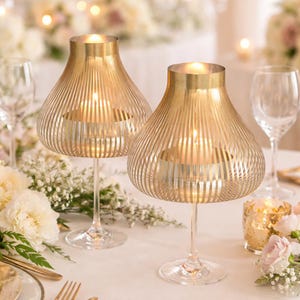 MISS MOLLY Antik Gold Lampenschirme für Weingläser, Hochzeit Tischdeko, originelles Geschenk für Weintrinker, Sylvester Deko