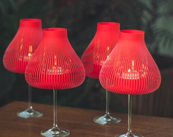 MISS MOLLY Set of 2/4/10 red, Lampshades for wine glasses as tea light glas, Birthday Anniversary Wedding Valentine's table decor