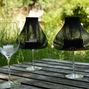 MISS MOLLY Set of 2/4/10 black, Lampshades for Wine glasses as tea light glas, Candle holder, Birthday Anniversary table decor image 3