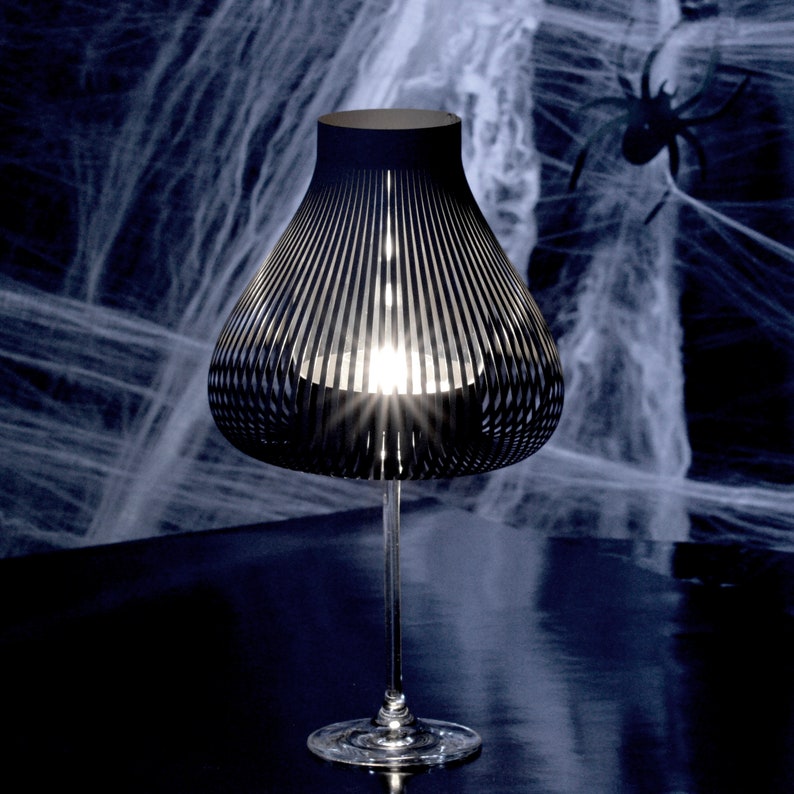 Halloween Lamp shades for wineglasses, Tea light Table lamp, Wine glass Lantern, MISS MOLLY Set of 4 image 3