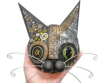 Steampunk Cat Wall Decoration, Veterinarian Gift Unique, Steampunk Wall Decor, Cat Decor, Cat Hanging, Steampunk Deco, Cat Wall Hanging