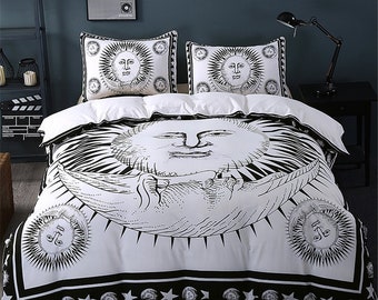 Female and Male Cats in Love Watching Moon Luna on Stary Sky Print Pale Orange Pale Sage Green nev_14815_queen Ambesonne Animal Duvet Cover Set Queen Size Decorative 3 Piece Bedding Set with 2 Pillow Shams 