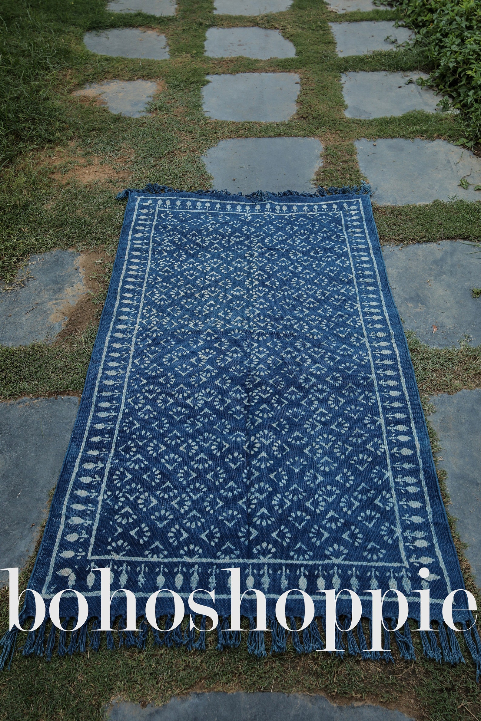 Natural Dyed Indigo Rug Cotton Kilim Rug Doormat Carpet Etsy