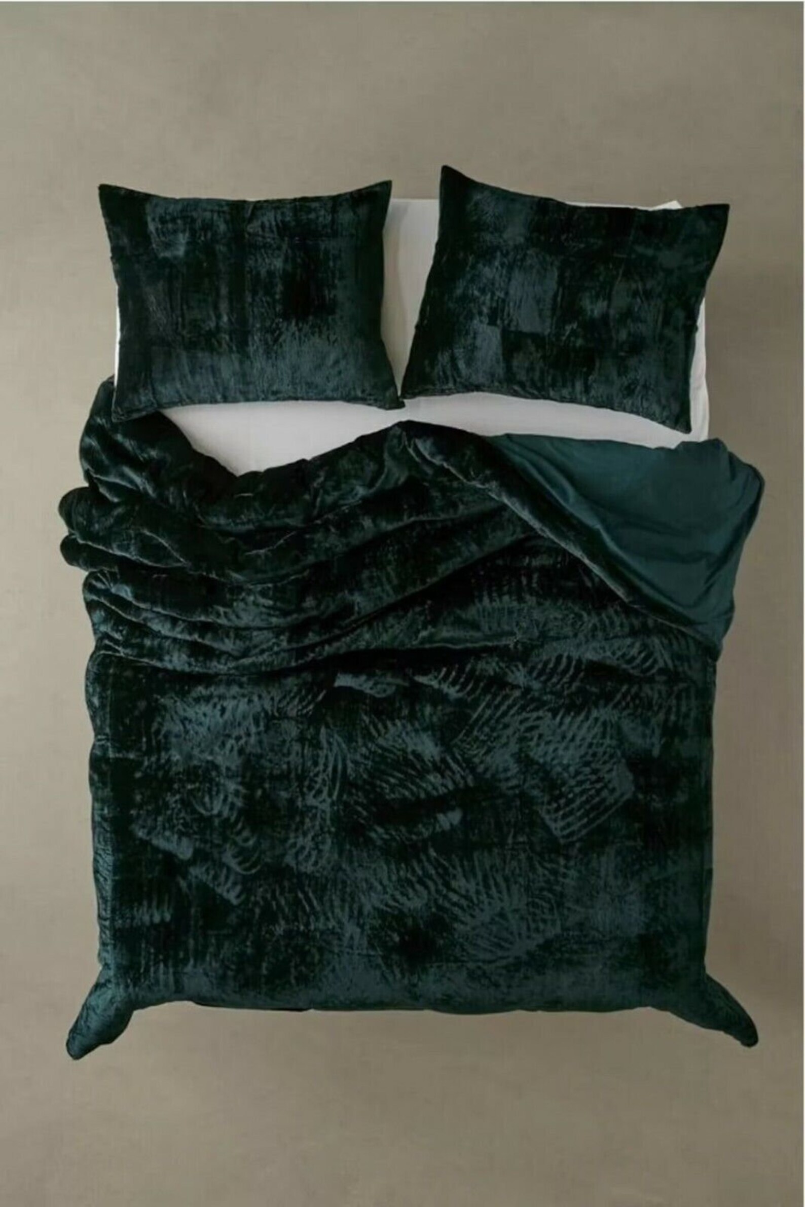 Luxury Crushed Green Velvet Duvet Cover Boho Bedding UO Full Etsy