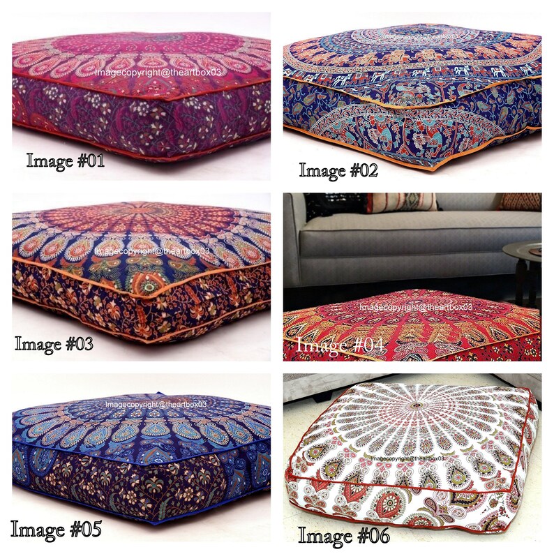 Floor Cushionsoutdoor Furniture Mandala Poufsquare Pillows Etsy