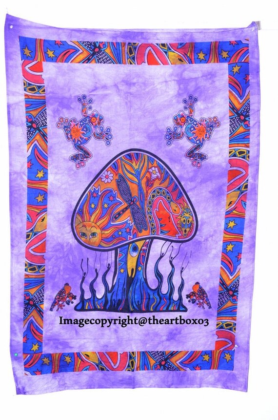 Indian Indigo Star Psychedelic Tapestry Wall Hanging Throw Decor Hippy Poster