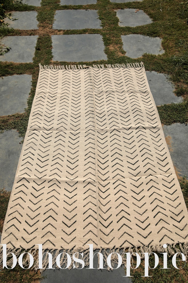 Block Printed Dhurrie Bedroom Runner Modern Rug Large Rug Indian Cotton Rug Floor Area Rug 2x3,3x5,4x6,5x8,6x9,8x10 Feet Living Room