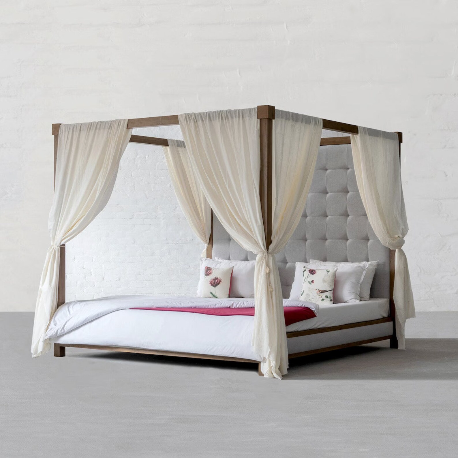 French Style Bed Canopy Rod Pocket Linen Texture Bed Canopy Etsy